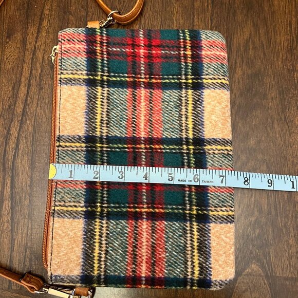Jen & Co. Plaid Crossbody Clutch with gold zippers, detachable straps - Picture 7 of 10